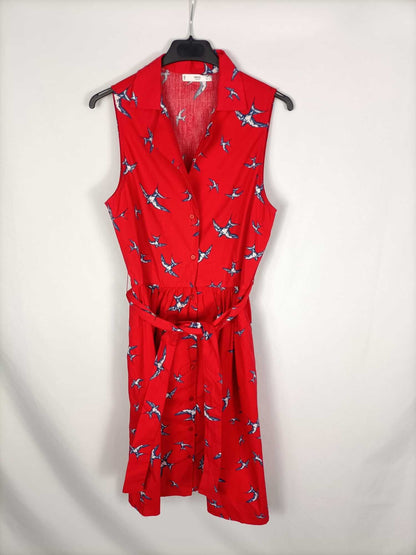 MANGO.Vestido midi rojo estampado T.m