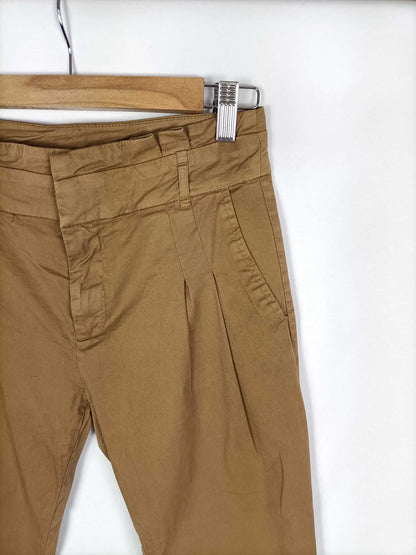 ZARA.Pantalones pinzas camel T.s