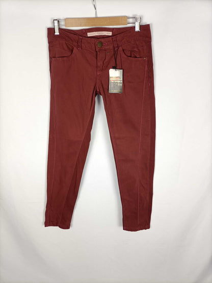 BERSHKA.Burgundy trousers with seams size 36