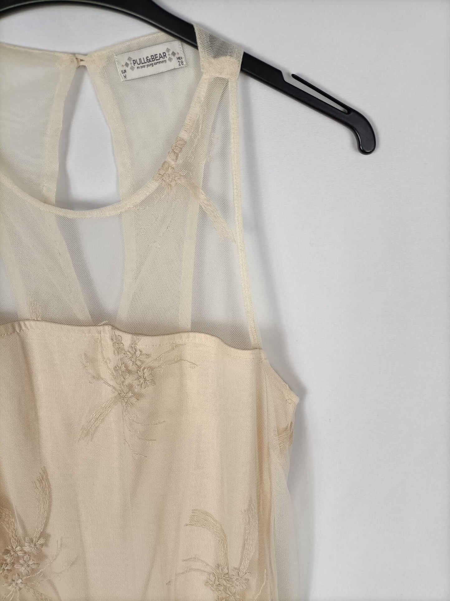 PULL&amp;BEAR. Beige mesh dress Tm