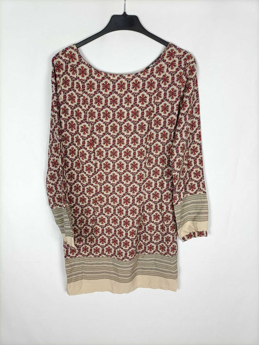 OTZI.Vestido beige flores. T.s