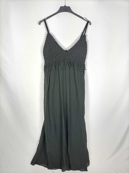 OTRAS.Vestido largo escote croché T.m/l