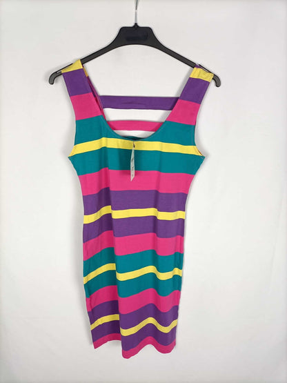 BLANCO.Vestido ajustado rayas T.s