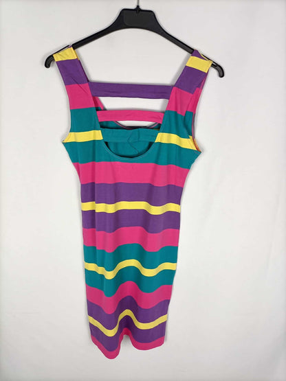 BLANCO.Vestido ajustado rayas T.s