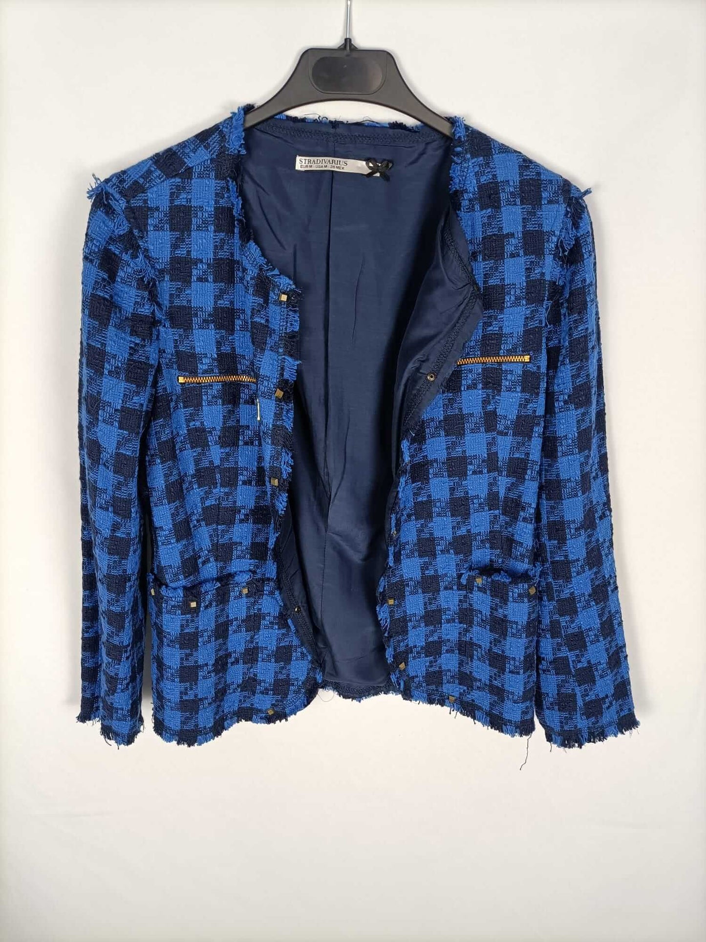 STRADIVARIUS.Chaqueta tweed cuadros T.m