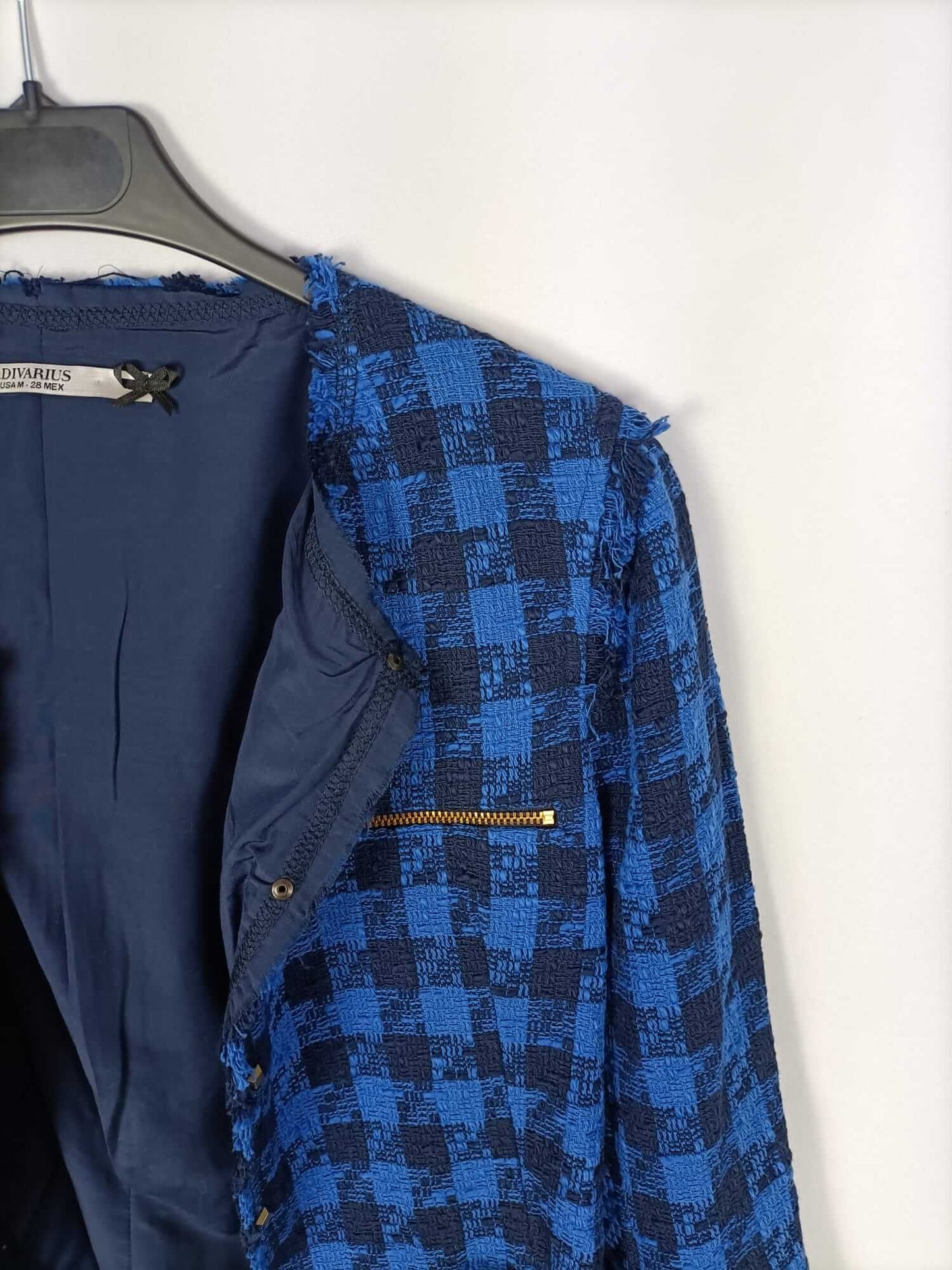 STRADIVARIUS.Chaqueta tweed cuadros T.m