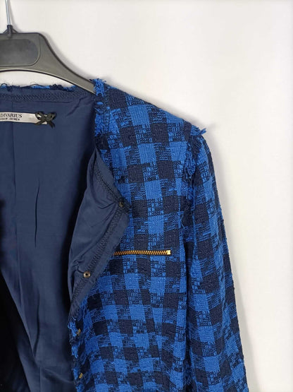 STRADIVARIUS.Chaqueta tweed cuadros T.m