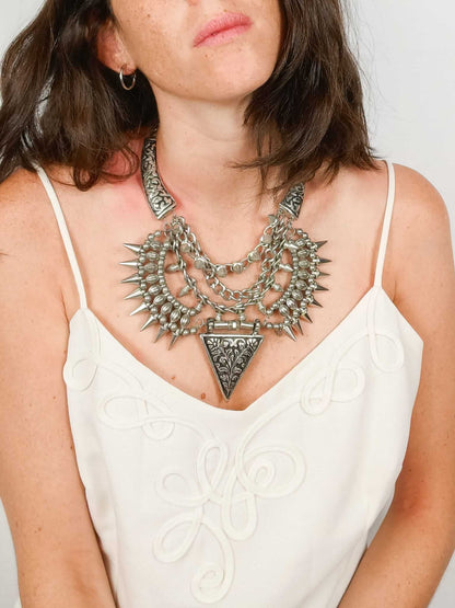 ZARA.Collar pinchos plateado