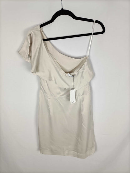 MANGO.Vestido beige asimétrico T.M