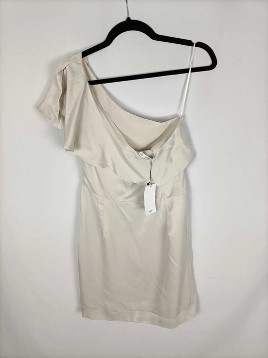 MANGO.Vestido beige asimétrico T.M