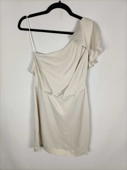 MANGO.Vestido beige asimétrico T.M