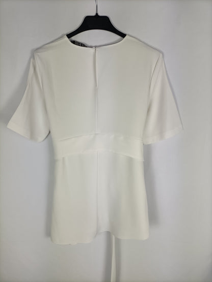 ZARA.Blusa blanca lazada T.s