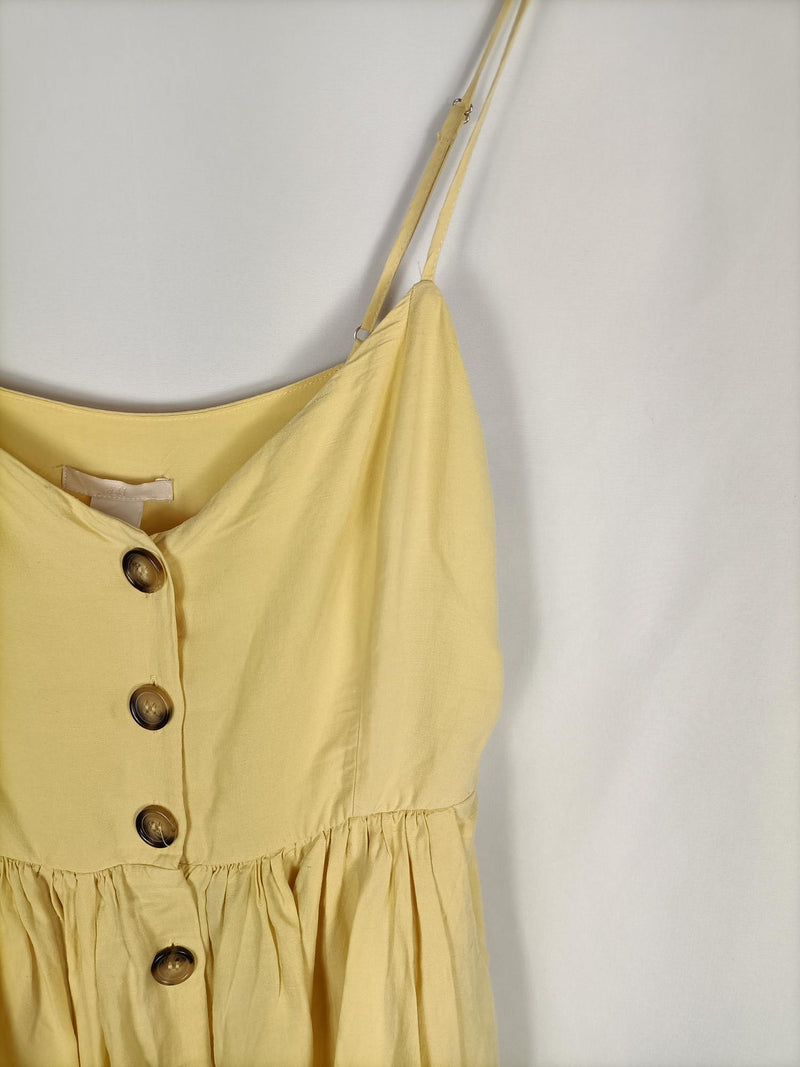 H&M.Vestido midi amarillo T.36
