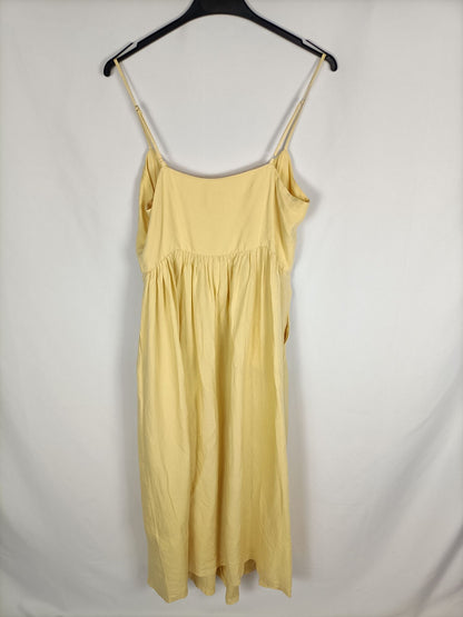 H&M.Vestido midi amarillo T.36
