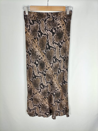 ZARA. Animal print midi skirt T.xs