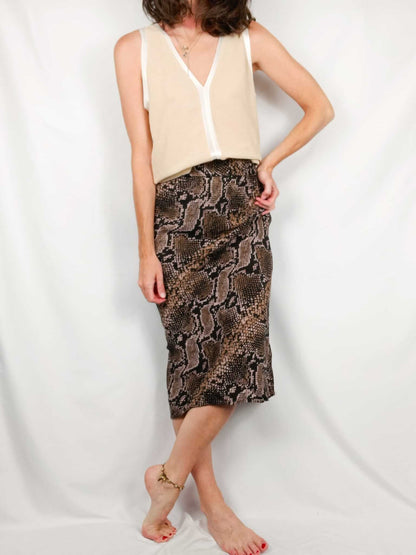 ZARA. Animal print midi skirt T.xs