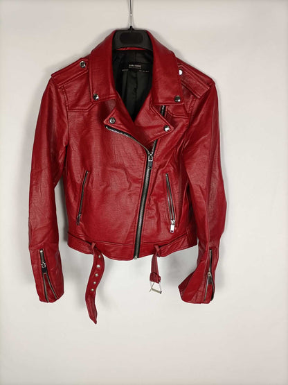 ZARA.Biker burdeos rojizo T.s