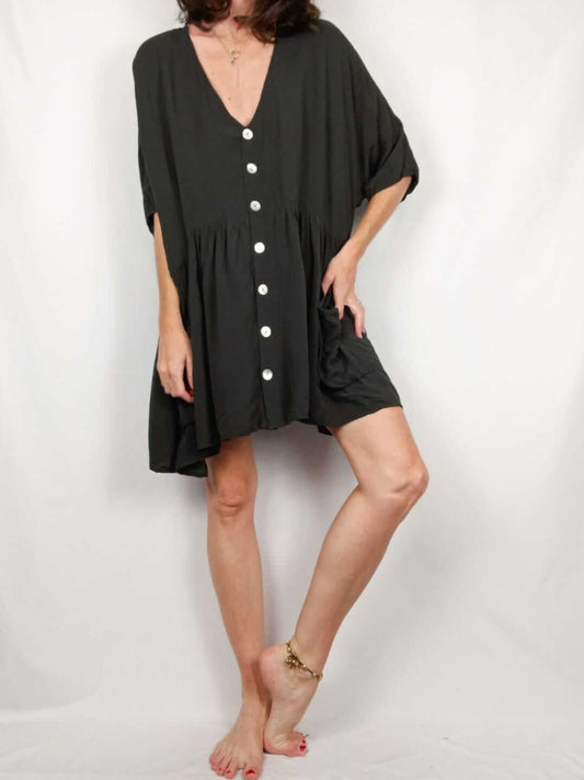 ZARA.Vestido gris abotonado T.s