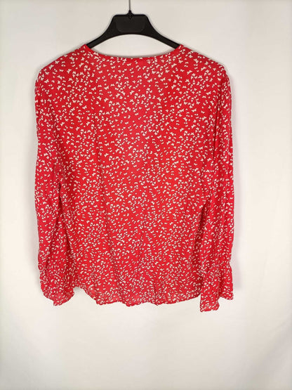 MANGO.Blusa roja mariposas T.m
