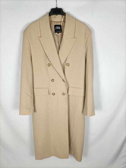 ZARA.Abrigo largo beige T.s