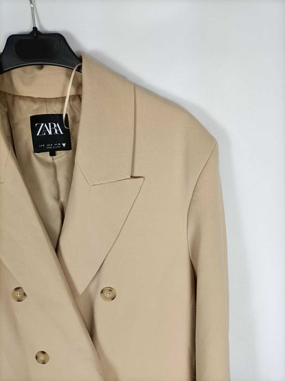 ZARA.Abrigo largo beige T.s