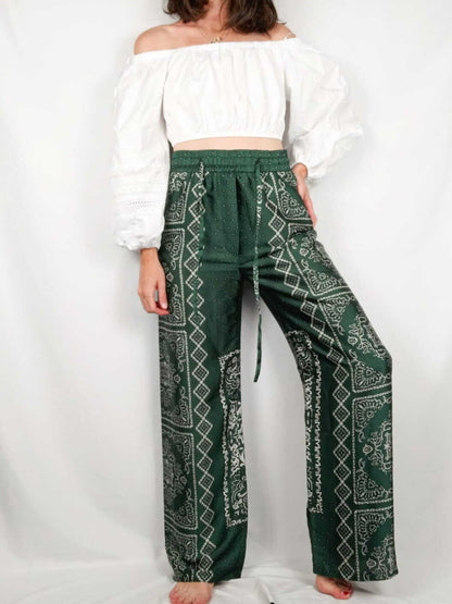 ZARA. Pantalones palazzo verdes T.s