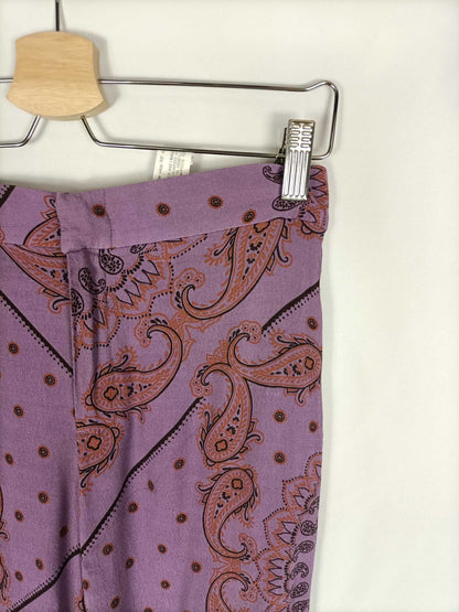 ZARA.Pantalones campana lila T.s