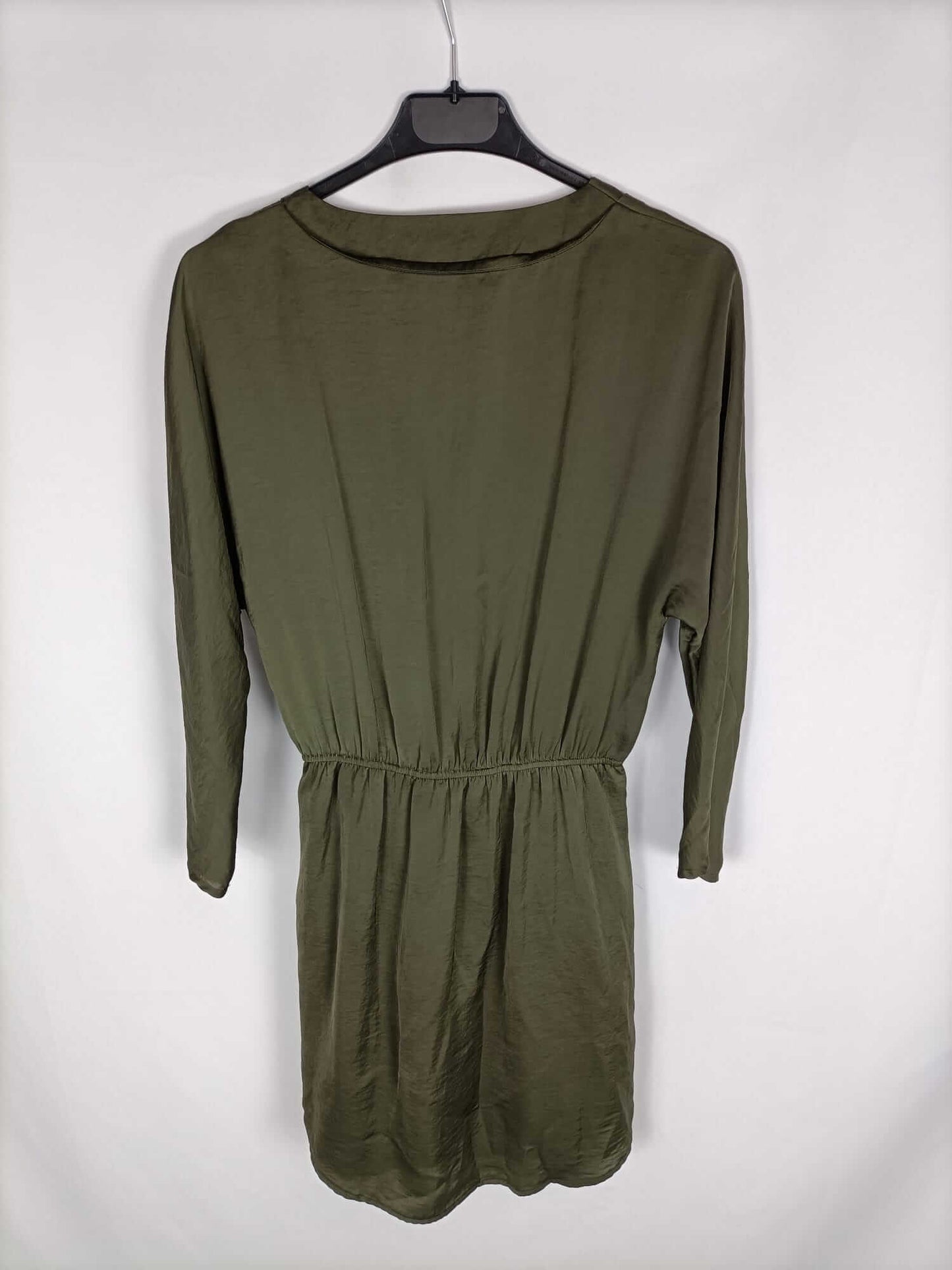 ZARA.Vestido verde cruzado T.s