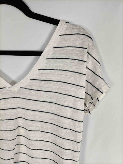 MANGO.Camiseta blanca rayas T.s