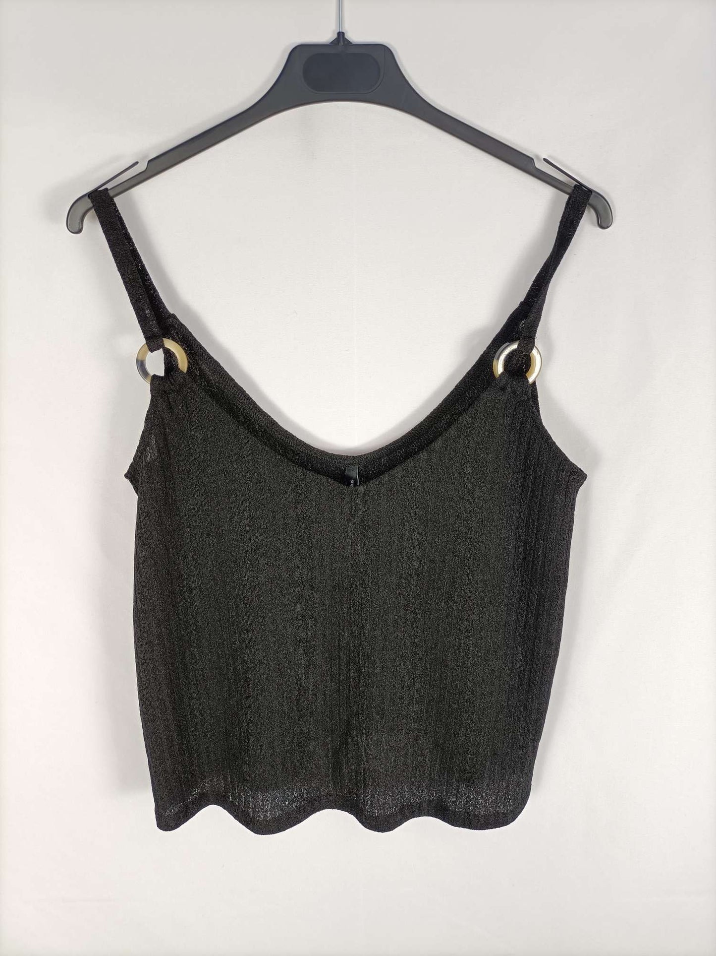 STRADIVARIUS.Top negro fluido T.s