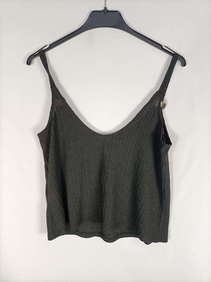 STRADIVARIUS.Top negro fluido T.s