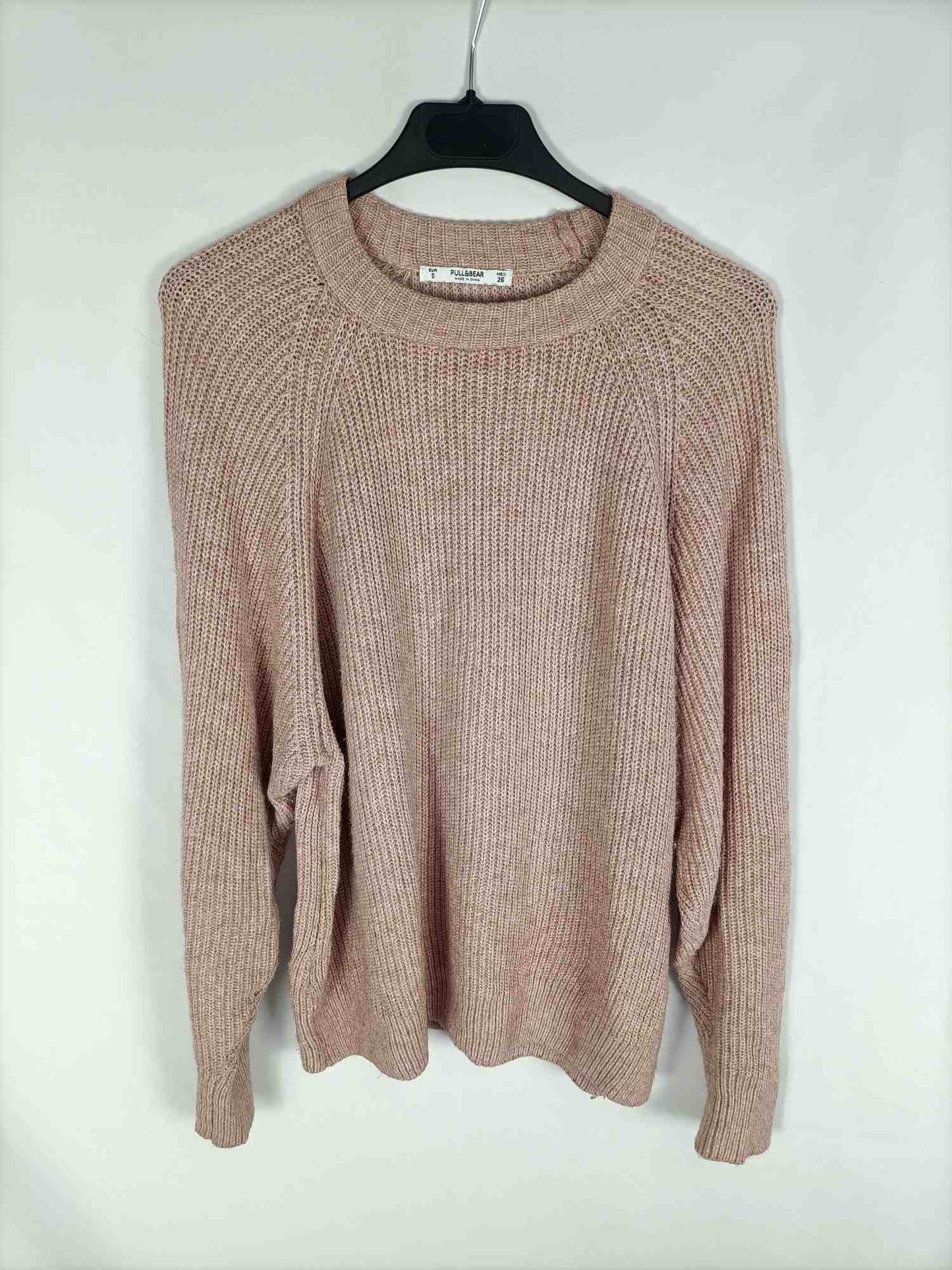 PULL&BEAR.Jersey punto rosa oversized T.s