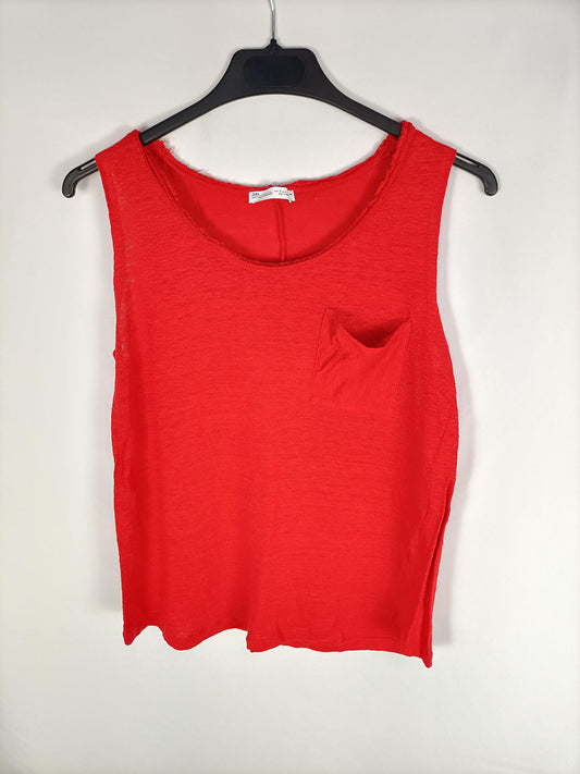 ZARA.Camiseta roja T.s