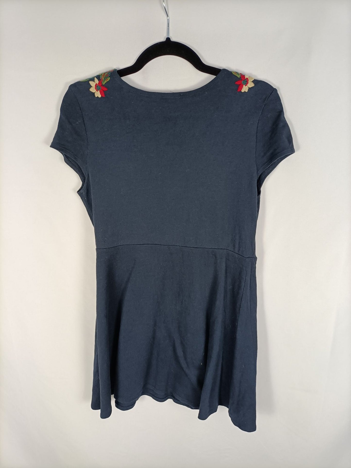 ZARA.Blue dress with embroidered flowers Ts