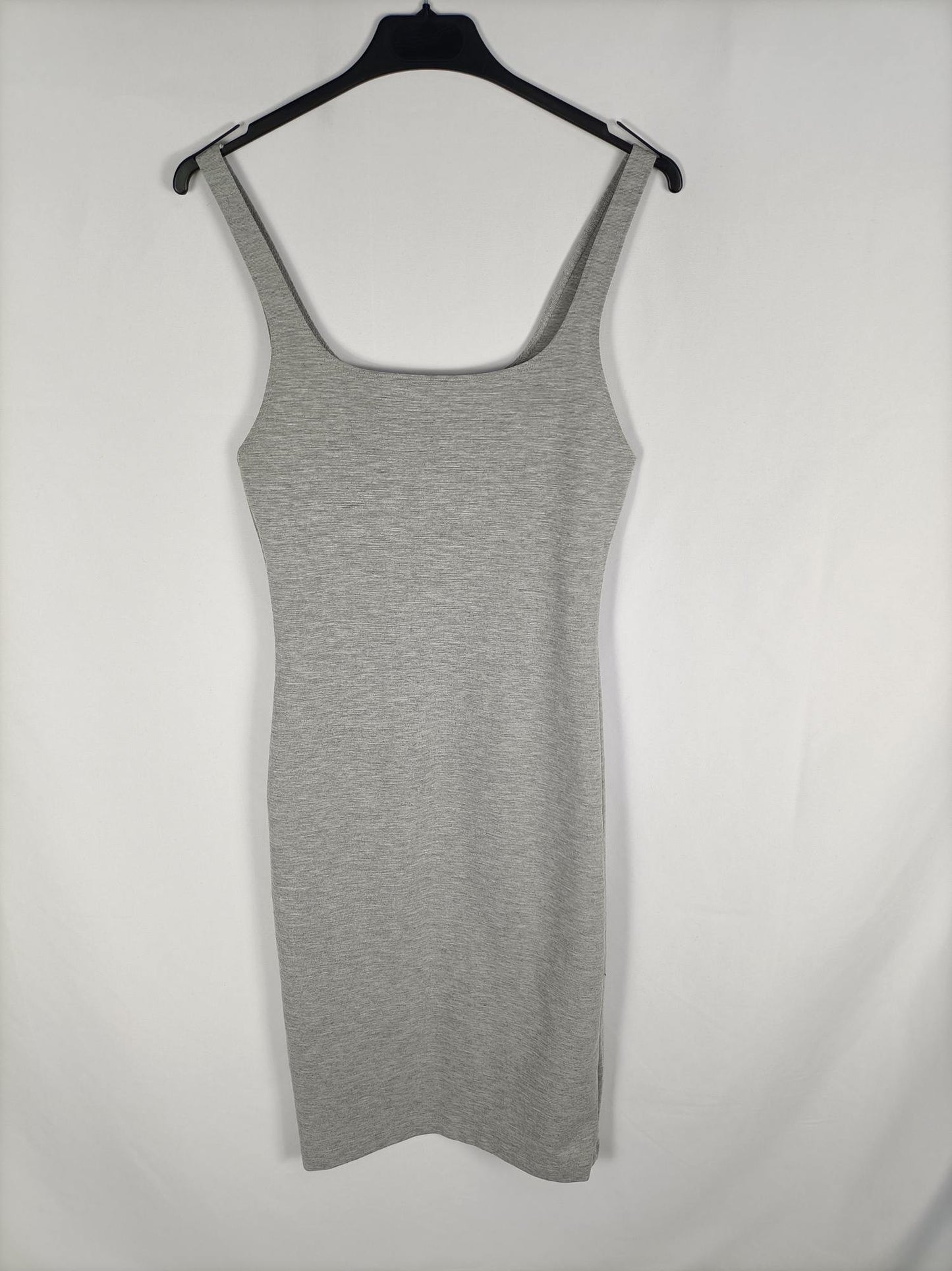 ZARA.Vestido midi gris T.m