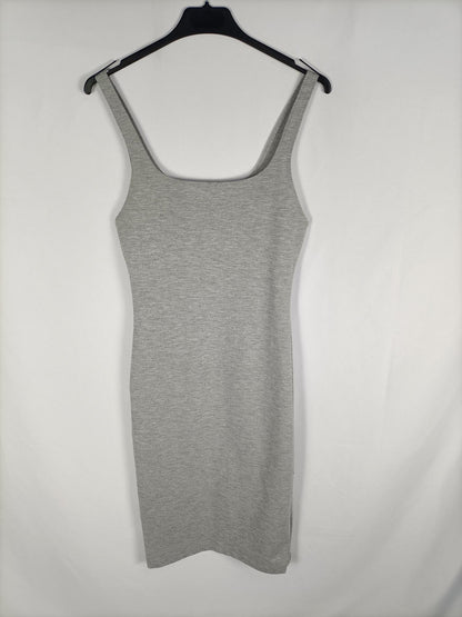 ZARA.Vestido midi gris T.m