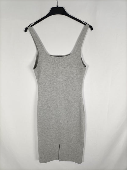 ZARA.Vestido midi gris T.m