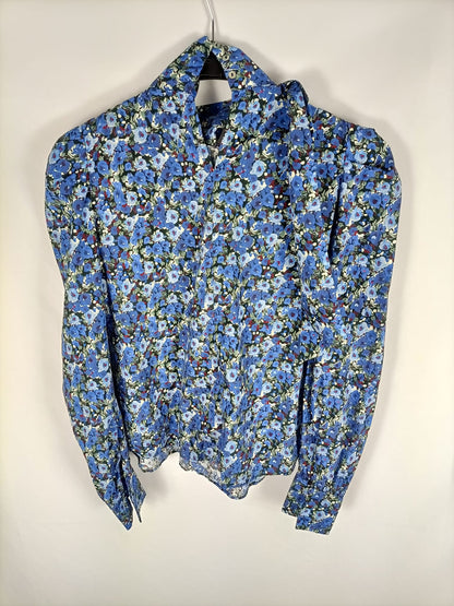 STRADIVARIUS.Blusa flores mangas abullonadas T.m