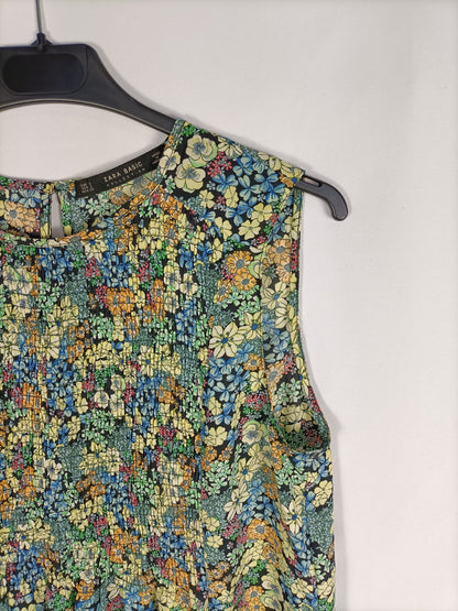 ZARA.Blusa flores sin mangas T.s