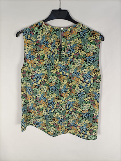 ZARA.Blusa flores sin mangas T.s