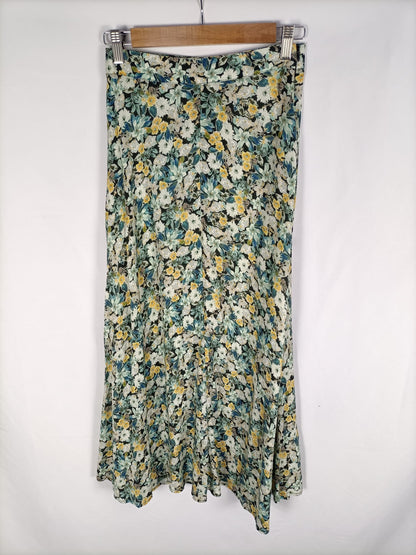 PULL&BEAR.Falda midi flores T.s
