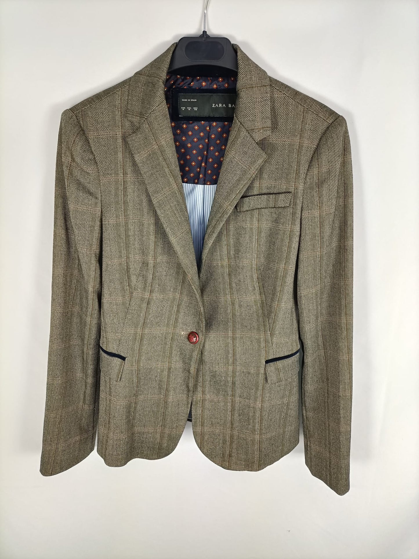 ZARA.Blazer espiga cuadros T.m