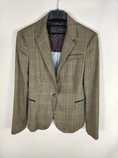 ZARA.Blazer espiga cuadros T.m