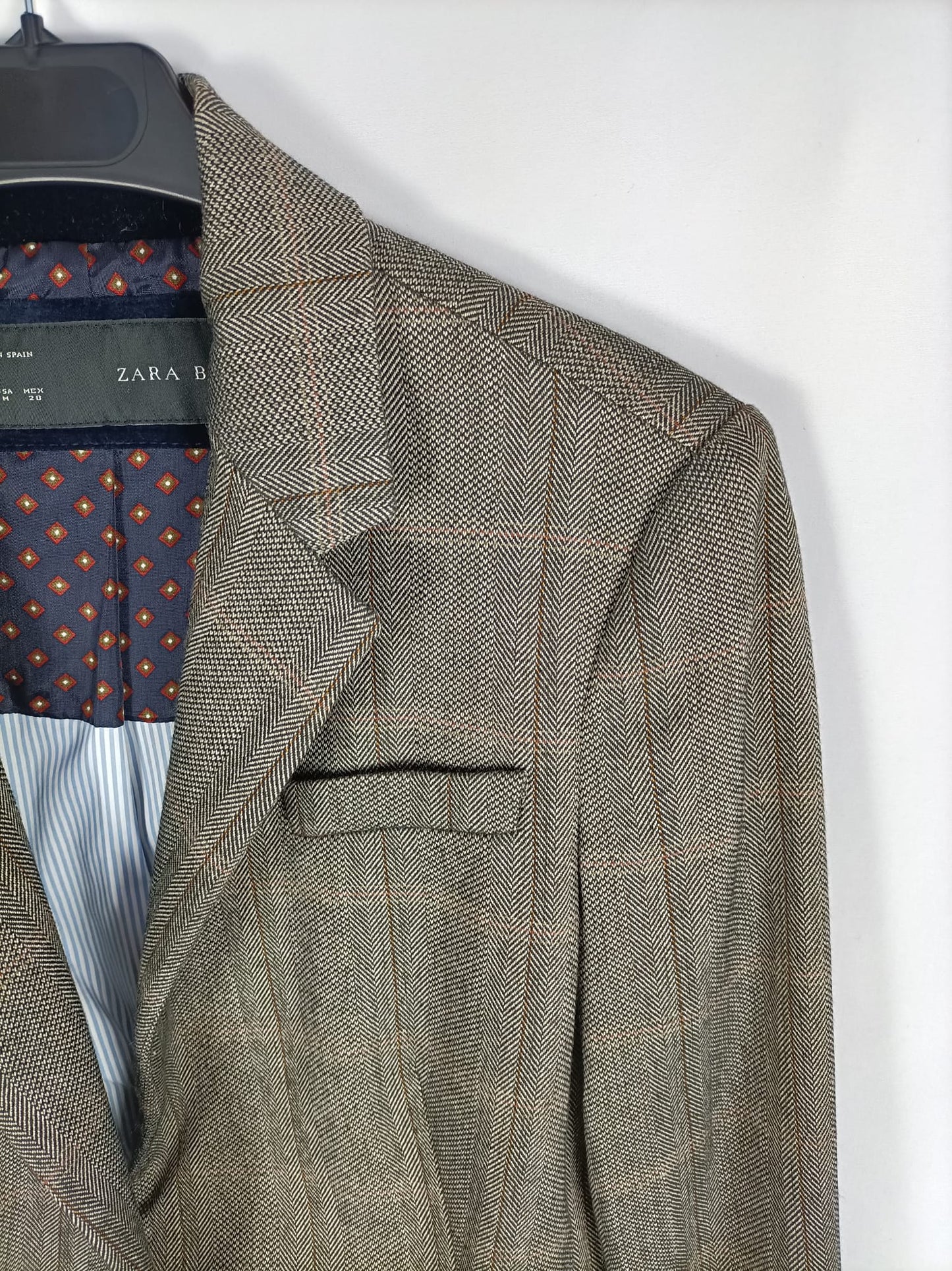 ZARA.Blazer espiga cuadros T.m