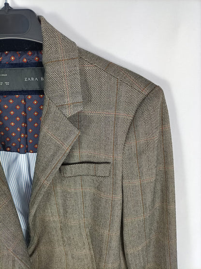 ZARA.Blazer espiga cuadros T.m