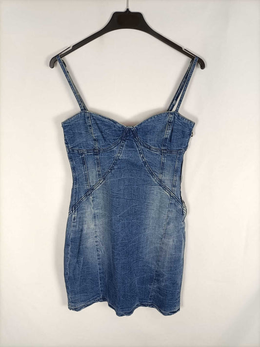 BERSHKA.Vestido corto denim T.m