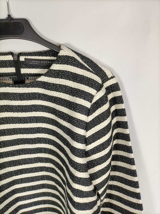 ZARA.Top rayas negro y beige T.m