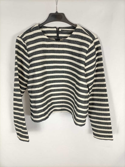 ZARA.Top rayas negro y beige T.m