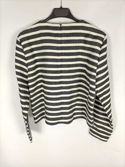 ZARA.Top rayas negro y beige T.m