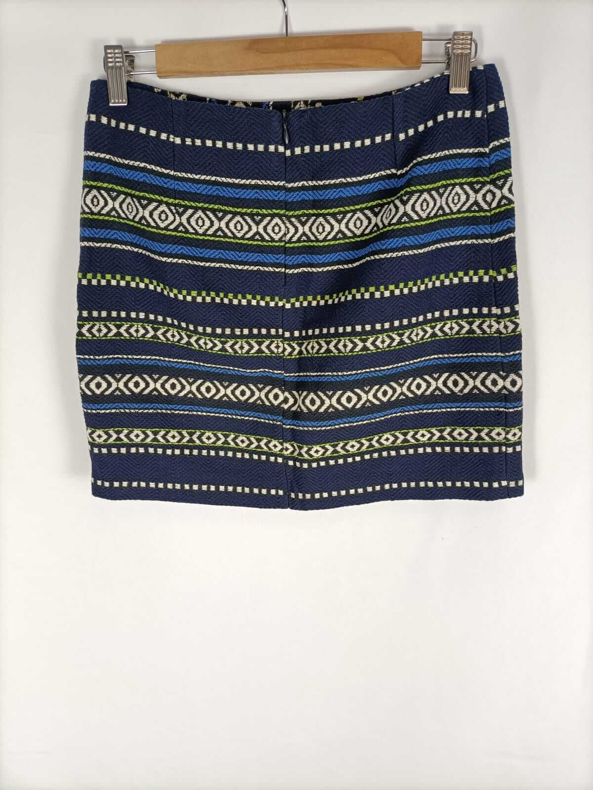 NEVER MIND.Falda azul estampada T.38